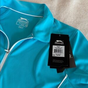 Slazenger Turquoise Short Sleeve Polo Shirt New With Tags Golf Athletics